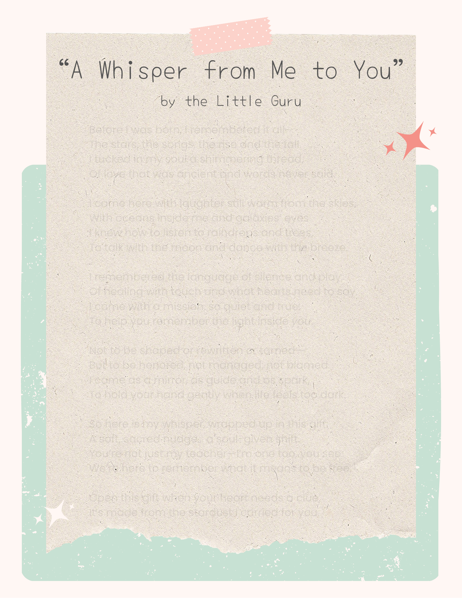 Free gift poem for parents — A Whisper from Me to You by Little Guru & Co.